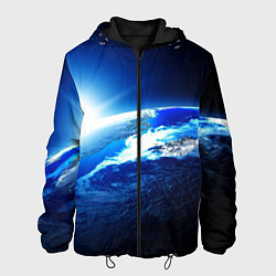 Куртка с капюшоном мужская Восход солнца в космосе, цвет: 3D-черный