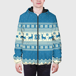 Куртка с капюшоном мужская Sweater with deer on a blue background, цвет: 3D-черный — фото 2