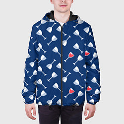 Куртка с капюшоном мужская Бокальчик винишка, цвет: 3D-черный — фото 2