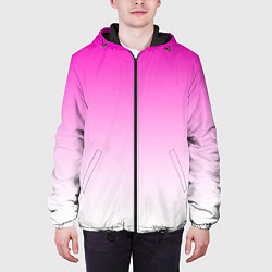 Куртка с капюшоном мужская Розово-белый градиент, цвет: 3D-черный — фото 2