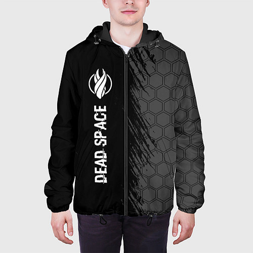 Мужская куртка Dead Space glitch на темном фоне по-вертикали / 3D-Черный – фото 3