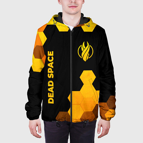 Мужская куртка Dead Space - gold gradient вертикально / 3D-Черный – фото 3