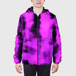 Куртка с капюшоном мужская Узор фиолетовая нежность, цвет: 3D-черный — фото 2