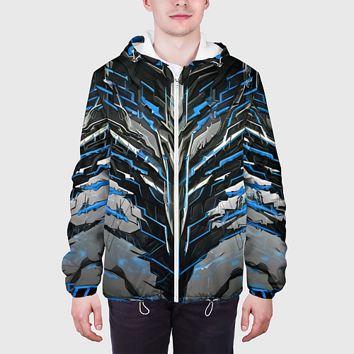 Мужская куртка Киберпанк доспех синий / 3D-Белый – фото 3