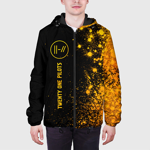 Мужская куртка Twenty One Pilots - gold gradient по-вертикали / 3D-Черный – фото 3