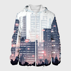 Куртка с капюшоном мужская Безмятежный город, цвет: 3D-белый