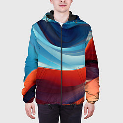 Куртка с капюшоном мужская Абстракция в контрасте, цвет: 3D-черный — фото 2