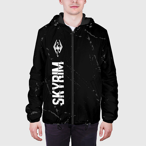 Мужская куртка Skyrim glitch на темном фоне по-вертикали / 3D-Черный – фото 3
