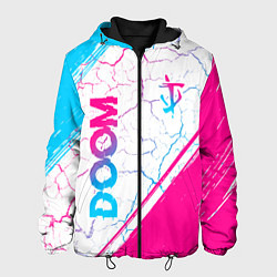 Куртка с капюшоном мужская Doom neon gradient style вертикально, цвет: 3D-черный