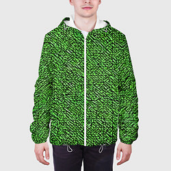 Куртка с капюшоном мужская Чёрные и зелёные мазки, цвет: 3D-белый — фото 2