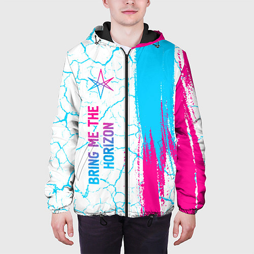 Мужская куртка Bring Me the Horizon neon gradient style по-вертик / 3D-Черный – фото 3