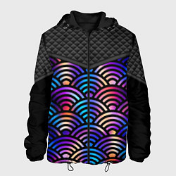 Куртка с капюшоном мужская Сэйгайха - морские волны и северное сияние, цвет: 3D-черный
