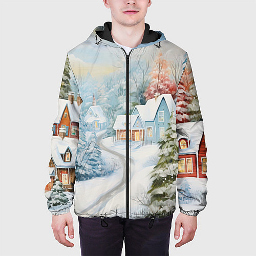 Мужская куртка Морозная феерия ночи / 3D-Черный – фото 3