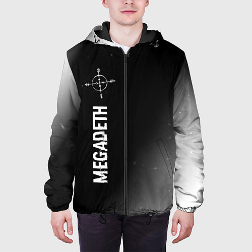 Мужская куртка Megadeth glitch на темном фоне по-вертикали / 3D-Черный – фото 3