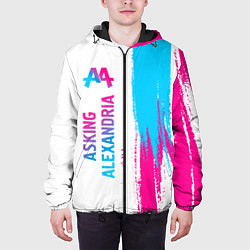 Куртка с капюшоном мужская Asking Alexandria neon gradient style по-вертикали, цвет: 3D-черный — фото 2
