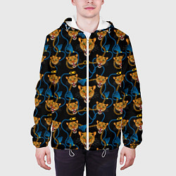 Куртка с капюшоном мужская Золотая цепь с леопардами, цвет: 3D-белый — фото 2