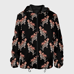 Куртка с капюшоном мужская Леопард в орхидеях, цвет: 3D-черный