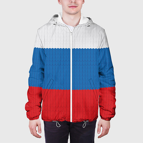 Мужская куртка Вязаный российский флаг / 3D-Белый – фото 3
