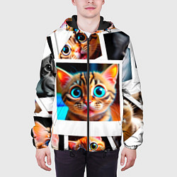 Куртка с капюшоном мужская Котики фото, цвет: 3D-черный — фото 2
