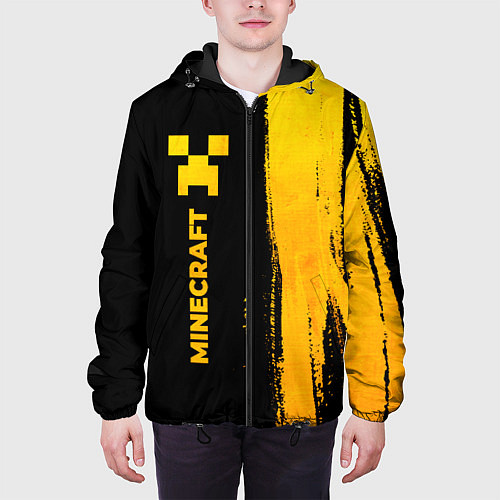 Мужская куртка Minecraft - gold gradient по-вертикали / 3D-Черный – фото 3