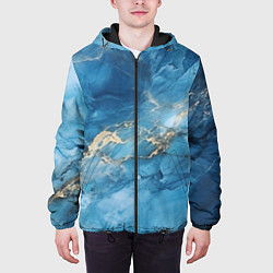 Куртка с капюшоном мужская Синий мрамор, цвет: 3D-черный — фото 2