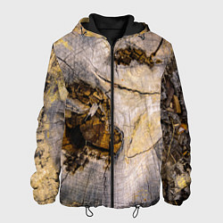 Куртка с капюшоном мужская Текстура пня сосны, цвет: 3D-черный