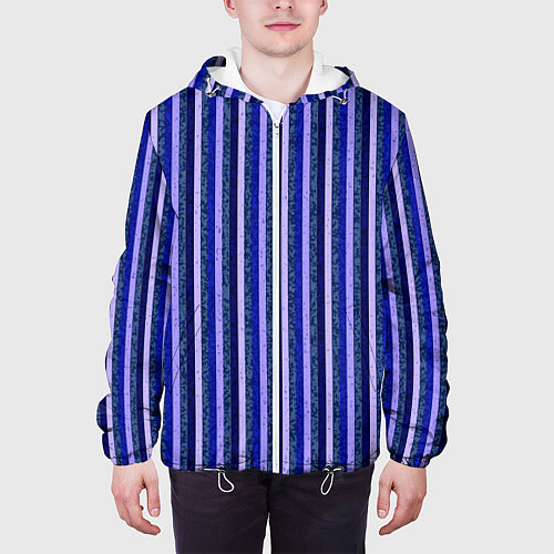 Мужская куртка Сине-фиолетовый в полоску / 3D-Белый – фото 3
