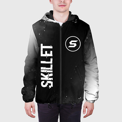 Мужская куртка Skillet glitch на темном фоне вертикально / 3D-Черный – фото 3
