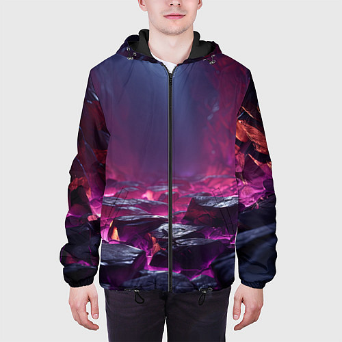 Мужская куртка Абстрактные фрагменты / 3D-Черный – фото 3