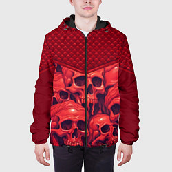 Куртка с капюшоном мужская Расплавленные красные черепа, цвет: 3D-черный — фото 2