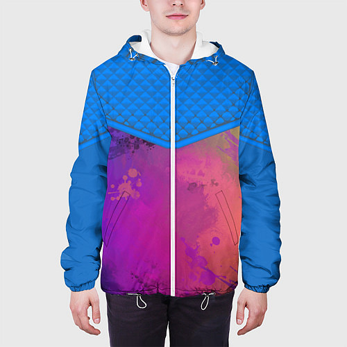 Мужская куртка Кляксы и цветной туман / 3D-Белый – фото 3