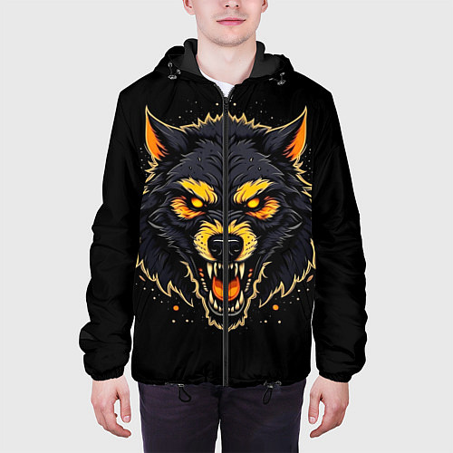 Мужская куртка Волк чёрный хищник / 3D-Черный – фото 3