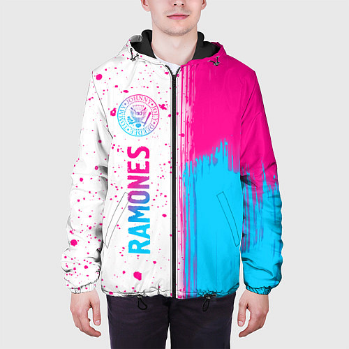 Мужская куртка Ramones neon gradient style по-вертикали / 3D-Черный – фото 3