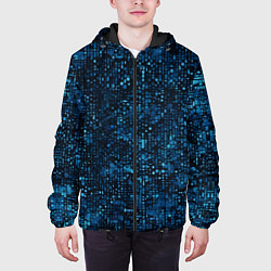 Куртка с капюшоном мужская Синие точки на чёрном фоне, цвет: 3D-черный — фото 2