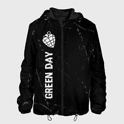 Куртка с капюшоном мужская Green Day glitch на темном фоне по-вертикали, цвет: 3D-черный