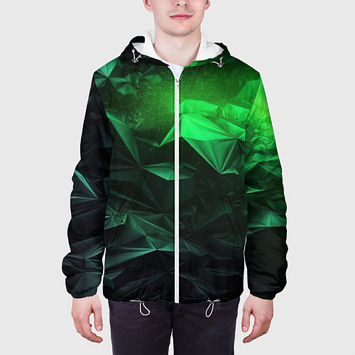 Мужская куртка Глубина зеленого абстракции / 3D-Белый – фото 3