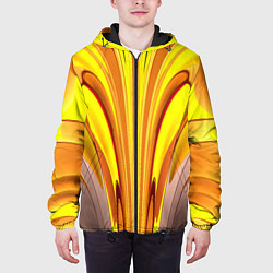 Куртка с капюшоном мужская Вытянутые желтые полосы, цвет: 3D-черный — фото 2