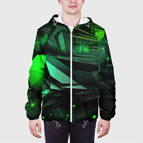 Мужская куртка Мир абстрактной зелени / 3D-Белый – фото 3
