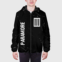 Куртка с капюшоном мужская Paramore glitch на темном фоне вертикально, цвет: 3D-черный — фото 2