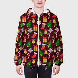 Куртка с капюшоном мужская Christmas sparkles, цвет: 3D-белый — фото 2