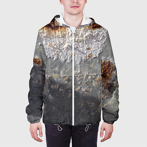Мужская куртка Коррозия металла гранж текстура / 3D-Белый – фото 3