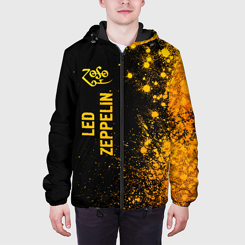 Мужская куртка Led Zeppelin - gold gradient по-вертикали / 3D-Черный – фото 3