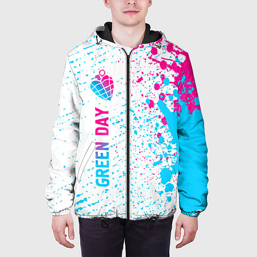 Мужская куртка Green Day neon gradient style по-вертикали / 3D-Черный – фото 3