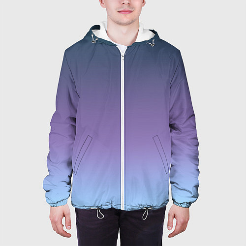 Мужская куртка Градиент синий фиолетовый голубой / 3D-Белый – фото 3