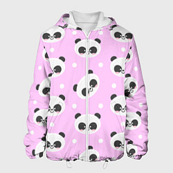 Куртка с капюшоном мужская Милая улыбающаяся панда, цвет: 3D-белый