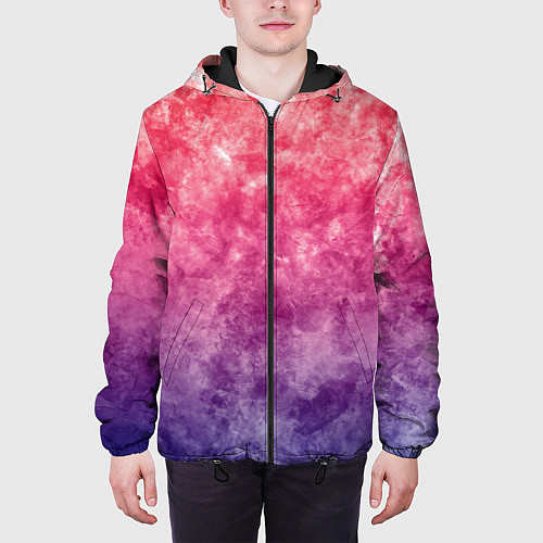 Мужская куртка Абстракция - сине-красные облака / 3D-Черный – фото 3