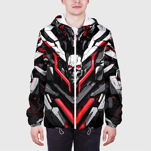 Мужская куртка Красный скелетный киберпанк доспех / 3D-Белый – фото 3