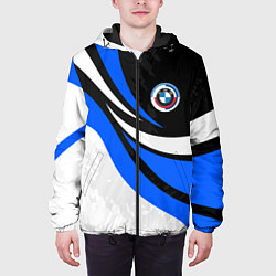 Куртка с капюшоном мужская BMW - синяя абстракция, цвет: 3D-черный — фото 2
