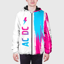 Куртка с капюшоном мужская AC DC neon gradient style по-вертикали, цвет: 3D-черный — фото 2