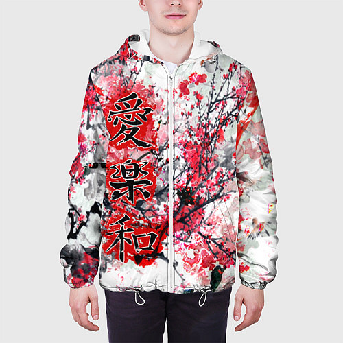 Мужская куртка Японский стиль иероглифы / 3D-Белый – фото 3